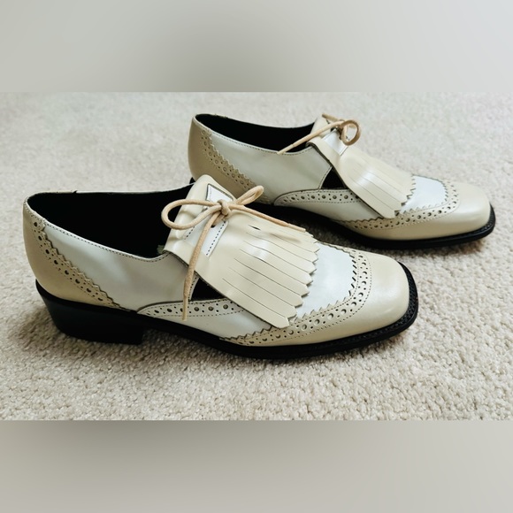 VINTAGE KENNETH COLE WOMEN'S OXFORD BROGUES MENSWEAR TASSLE LACE UP SHOES 1980s - Picture 5 of 11